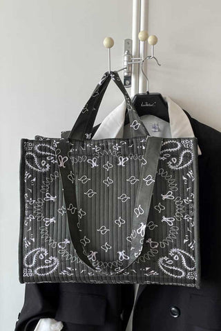 Paisley Print Quilted Tote Bag