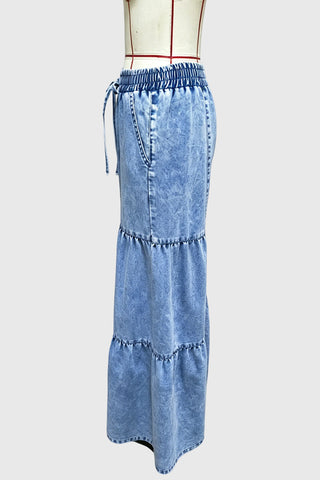 Drawstring Baggy Denim Pants