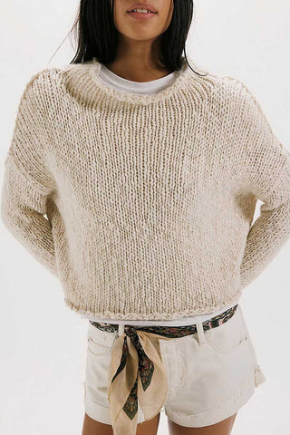 Knit Crew Neck Crop Sweater