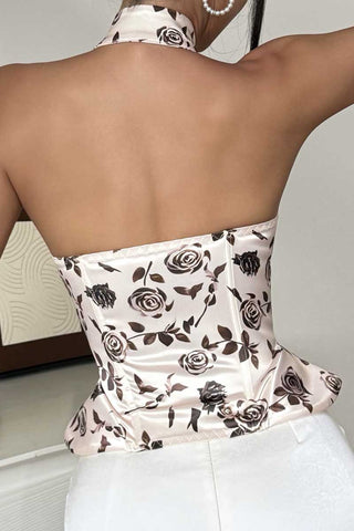 Floral Halter Corset Tank Top