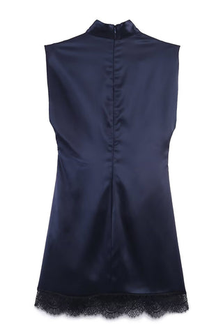Sleeveless High-Neck Casual Dress