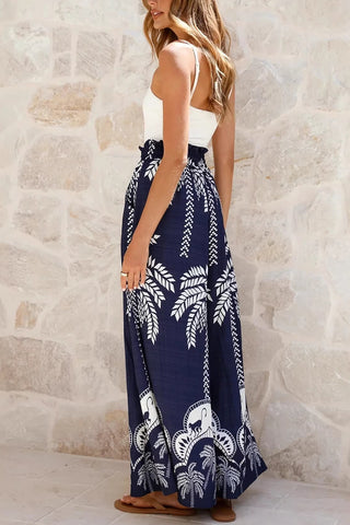 High-Waisted Printed Casual Pants