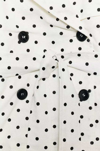 Polka-Dot Belted Lapel Trench Jacket