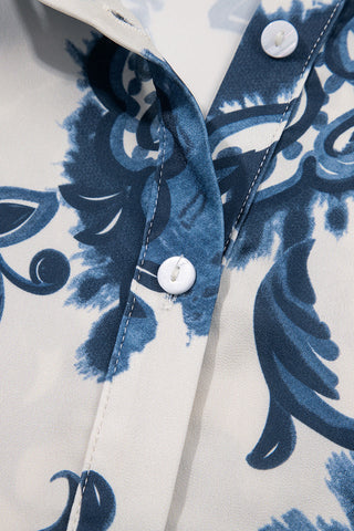 Ruffle Hem Baroque Print Dress