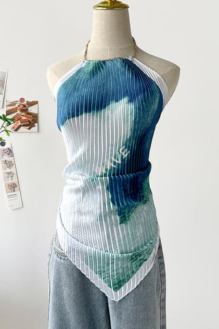 Pleated Halter Tank Top