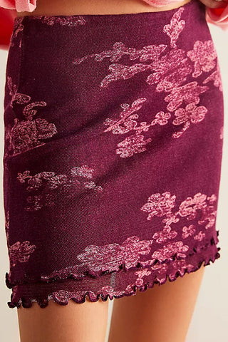 Floral Scalloped Hem Mini Skirt
