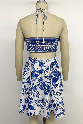 Halter Neck Cutout Vacation Dress
