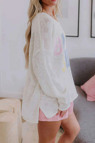 Graphic Text Long Sleeve Top