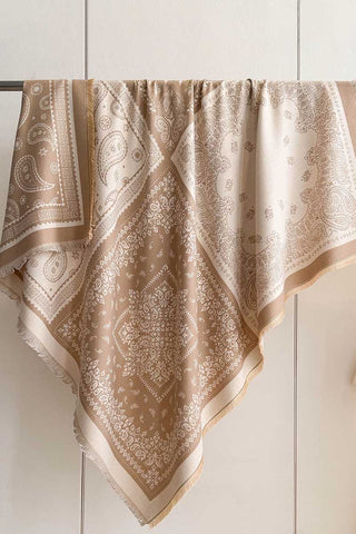 Paisley Print Fringed Square Scarf