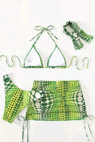 Triangle Bikini Set with Cover-Up Skirt