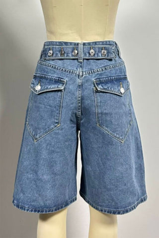 Contrast Stitch Denim Shorts