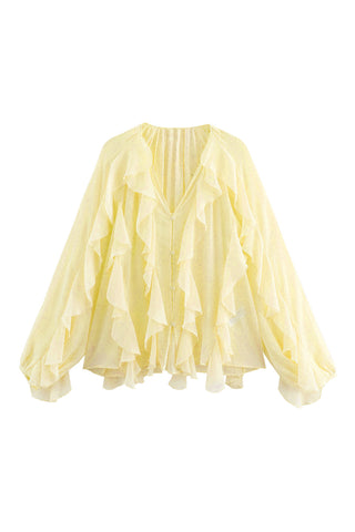 Ruffle Puff Sleeve Blouse