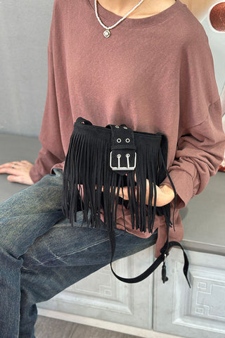 Fringe Buckle Crossbody Bag