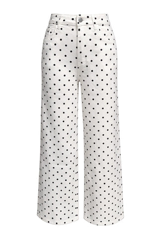 Polka Dot High-Waist Straight Jeans