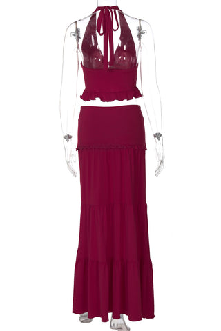 Halter Tie-Back Skirt Set