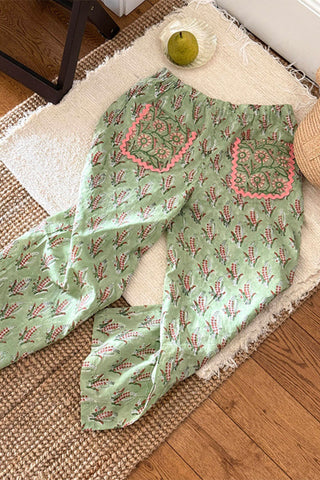 Floral Pocket Casual Pants