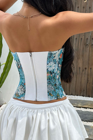 Floral Lace-Up Sweetheart Corset Top