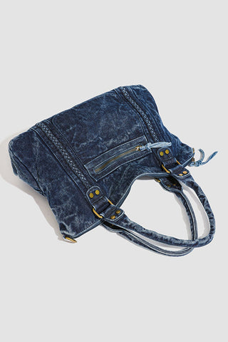 Braided Detail Zip-Front Tote Bag