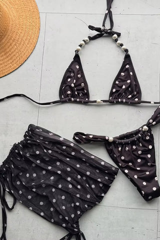 Polka Dot Bikini Set with Cover-Up