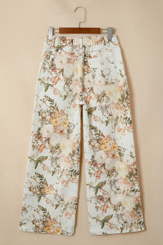 High-Rise Floral Wide-Leg Pants