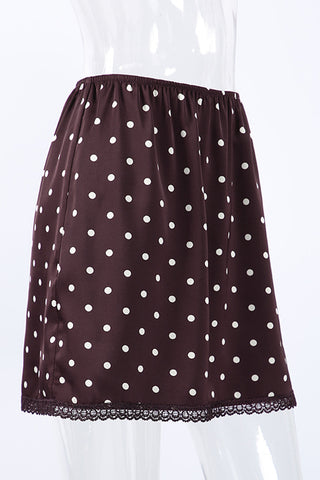 Polka Dot Mini Skirt with Lace Trim