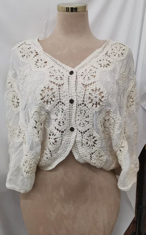Crochet Lace Button-Up Blouse