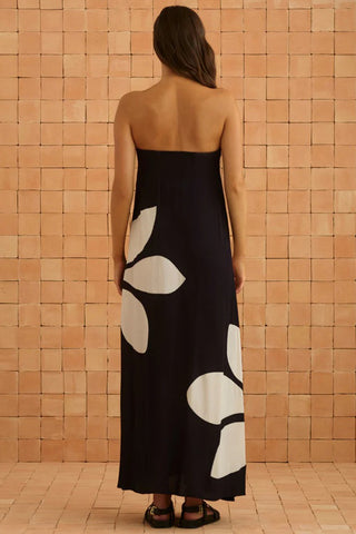Strapless Maxi Dress with Bold Print