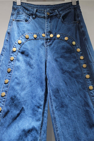 Studded Arch Detail Straight Jeans