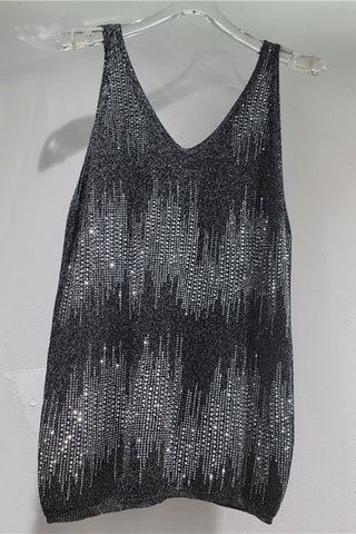 Sequin V-Neck Sleeveless Tank