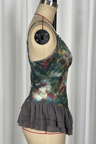 Ruffle Hem V-Neck Tank Top
