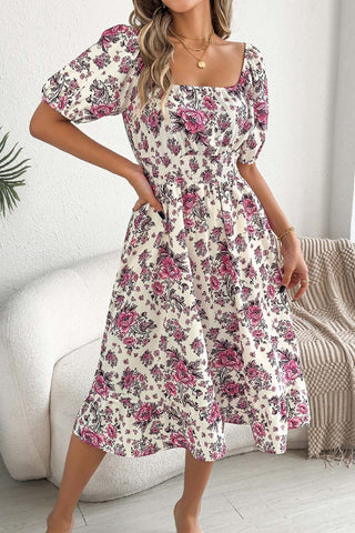 Off-Shoulder Floral Casual Dress