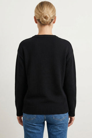 Fish Intarsia Crew Neck Knit Sweater