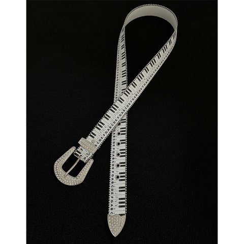 Piano Key Rhinestone Buckle Belt