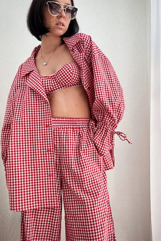 Plaid Long Sleeve Button-Front Pajama Set