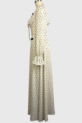Polka Dot Long Sleeve Square Neck Skirt Set