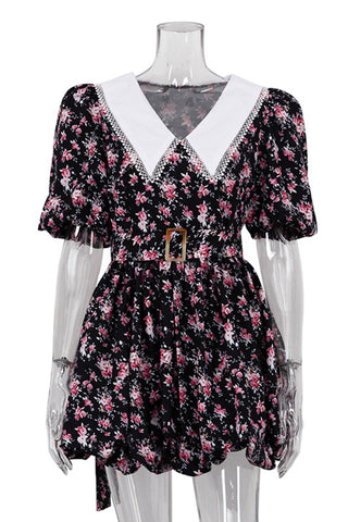 Casual Floral Dress with Pleated Skirt