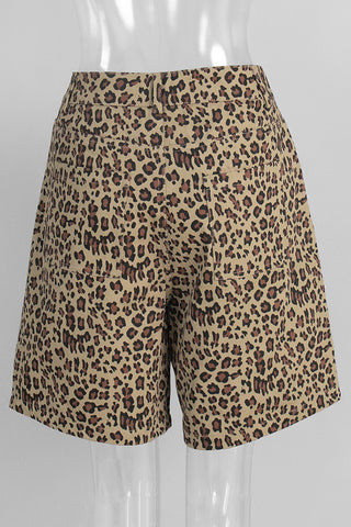 Leopard Print Denim Shorts
