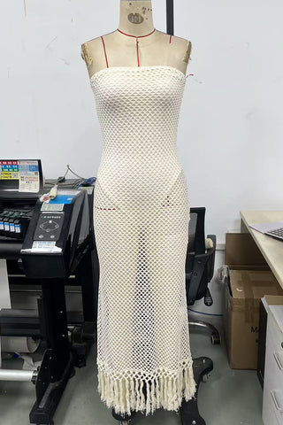 Strapless Crochet Vacation Maxi Dress