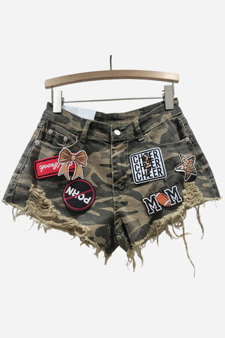 Patchwork Leopard Denim Shorts