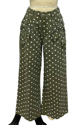 Polka Dot High-Waist Baggy Jeans