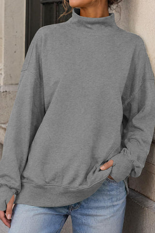 Mock Neck Drop Shoulder Sweatshirt