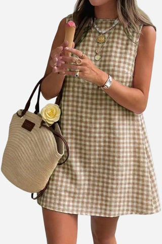 Sleeveless Gingham Dress