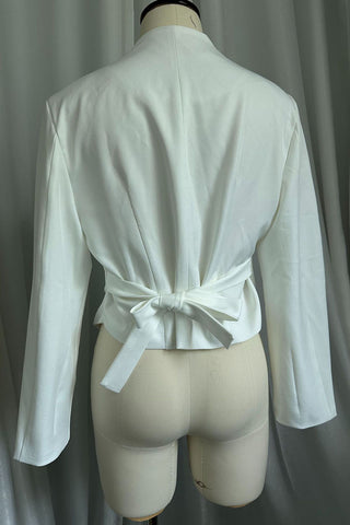 Deep V-Neck Button Front Peplum Blazer