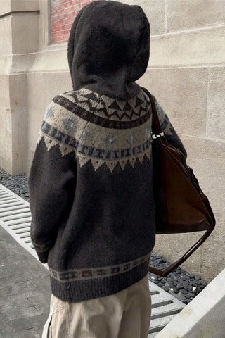 Fair Isle Hooded Toggle Cardigan