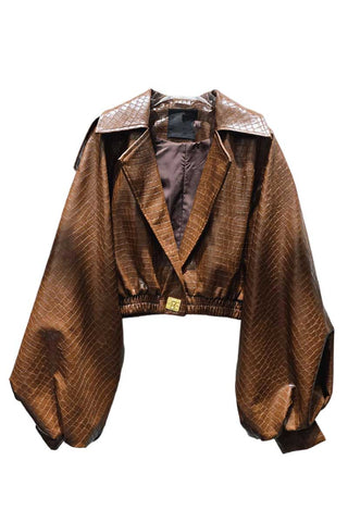 Crocodile Texture Crop Blazer