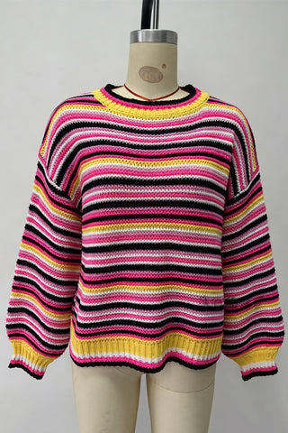 Striped Crew Neck Knit Sweater
