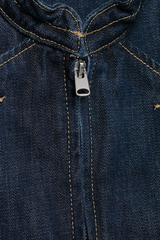 Military Button Crop Denim Jacket