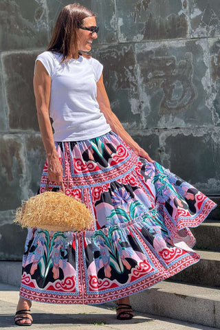 Vibrant Patterned Maxi Skirt