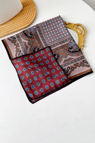 Paisley and Polka Dot Print Square Scarf