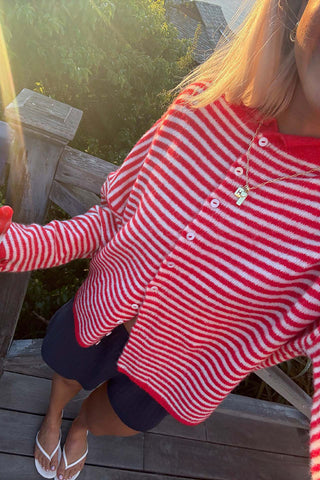 Striped Button-Front Long Sleeve Cardigan
